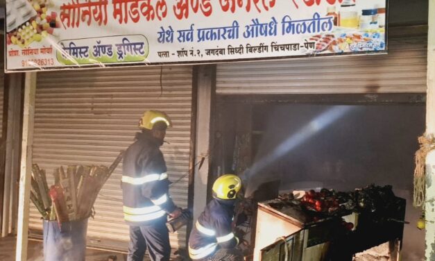 पेणमध्ये मेडिकल अँड जनरल स्टोअरला भीषण आग…..अग्निशमन दलाच्या जवानांनी आग आणली आटोक्यात