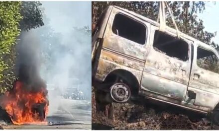 नागोठण्याजवळील रस्त्यावर बर्निंग कारचा थरार : चालक थोडक्यात बचावला