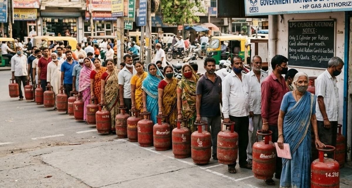 पेणमध्ये गॅस सिलेंडर मिळण्यासाठी नागरिकांची धावपळ , लागल्या लांबच लांब रांगा
