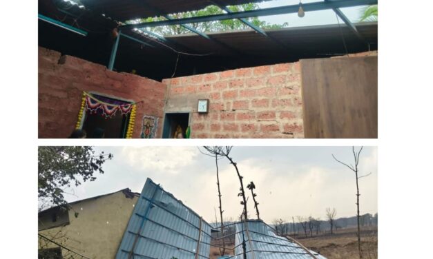 अवकाळी वादळाचा तडाखा; डेरवणमध्ये शाखाप्रमुख राकेश जंगम यांचे घराचे मोठे नुकसान