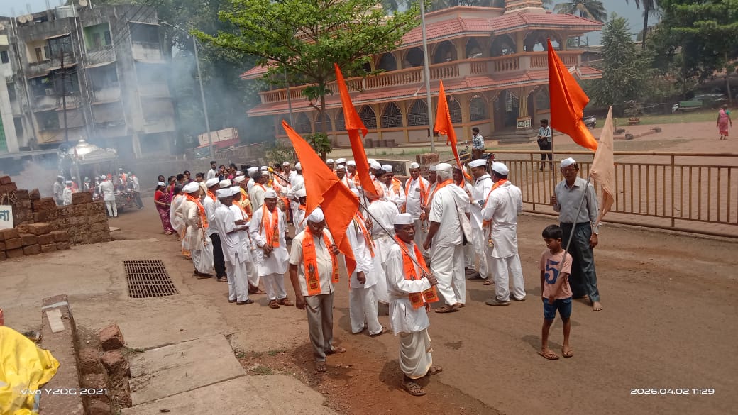 लांजा,लांज्यात हनुमान जयंती निमित्त दींडी मिरवणूक काढण्यात आली.