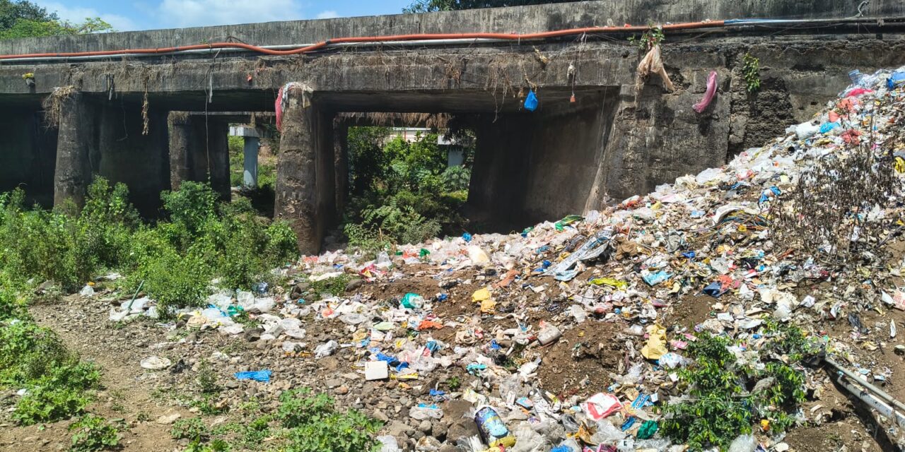 बारवई पुलाखाली नदीपात्रात कचऱ्याचा विळखा; ग्रामपंचायतीच्या दुर्लक्षामुळे नागरिकांमध्ये संताप