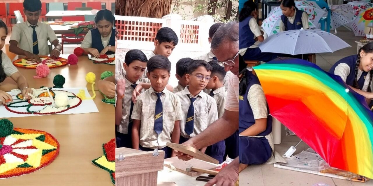 आर्ट अँड क्राफ्ट’ कार्यशाळेतून विद्यार्थ्यांच्या कलागुणांना मिळाली नवी दिशा ;हस्तकला, संगीत, मूर्तिकला आणि पर्यावरण संवर्धनाचे विद्यार्थ्यांनी गिरवले धडे 