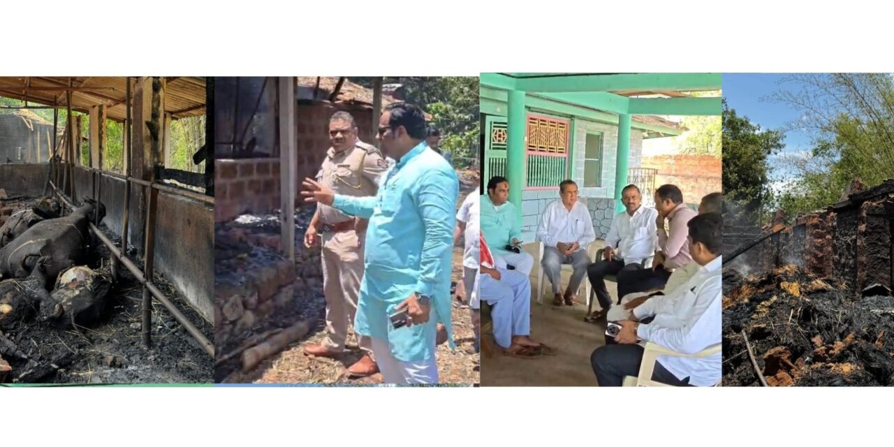 खेड तालुक्यातील रजवेल येथे भीषण आग; १७ दुभती जनावरे मृत्युमुखी – भाजपा नेते खेडचे माजी नगराध्यक्ष ॲड.वैभव खेडेकर घटनास्थळी धाव