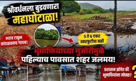 श्रीवर्धनातील कथित महाघोटाळा! ५–६ एकर कांदळवनाचा नाश; पहिल्याच पावसात शहर जलमय…