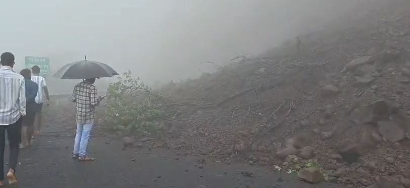 पोलादपूर तालुक्यातील आंबेनळी घाटात बावळी येथे दरड कोसळली;