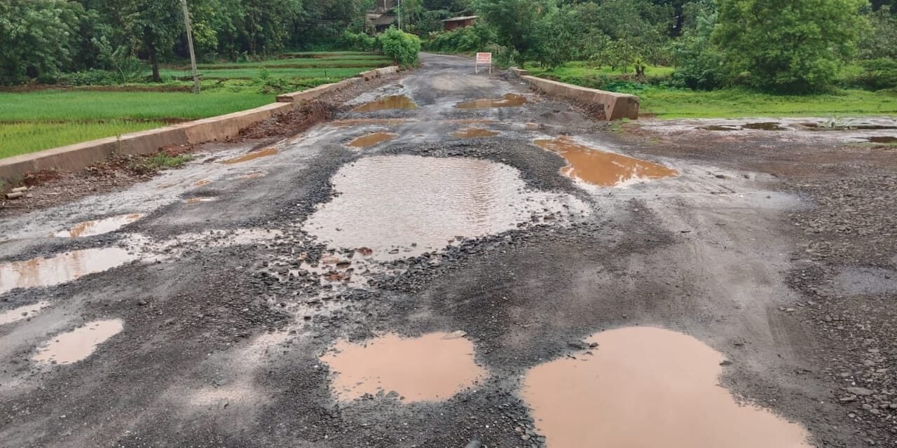 देवधे-पुनस-रत्नागिरी मार्गाची चाळण; खड्ड्यांमुळे वाहनचालक हैराण…