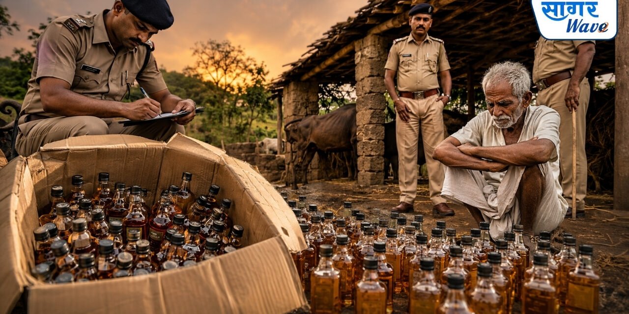 घराडी येथे ९३ देशी दारूच्या बाटल्या जप्त; वृद्धावर गुन्हा दाखल….