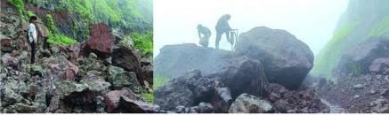रघुवीर घाटातील वाहतूक ४० तासांनंतर पूर्ववत.. महाकाय दरड हटविण्यासाठी ब्लास्टिंग; जेसीबीच्या मदतीने मार्ग केला मोकळा