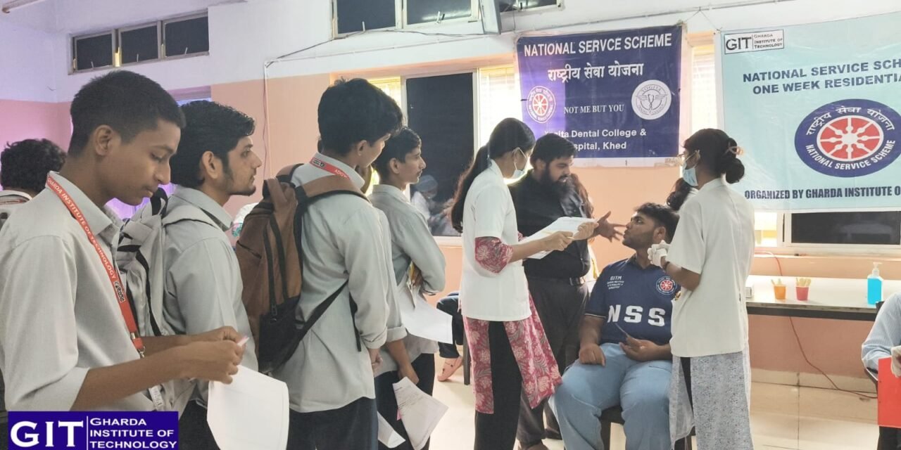 घरडा इन्स्टिट्यूटमध्ये मोफत दंत व नेत्र तपासणी शिबिर यशस्वीरित्या संपन्न..