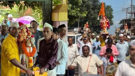 देवरुख वरची आळी येथील जोशी चौसोपी वाड्यातील सिद्धिविनायक मंदिररात गणेशमूर्तीचे भक्तिमय वातावरणात आगमन..