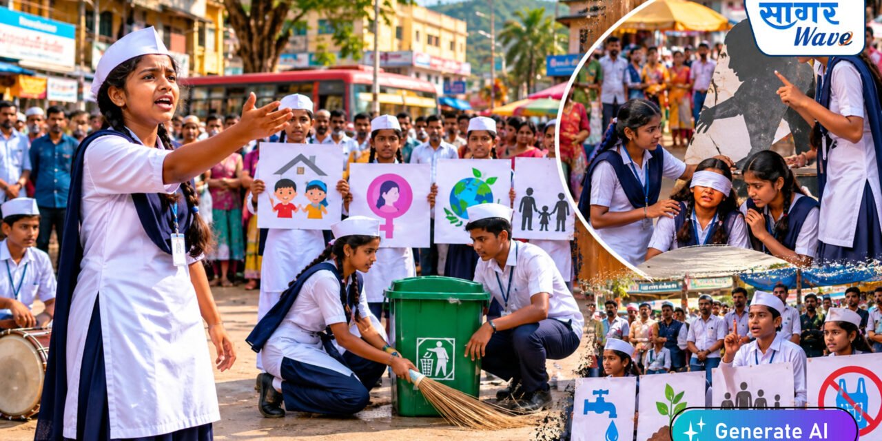 देव्हारे केंद्रशाळेच्या विद्यार्थ्यांचे बाजारपेठेत पथनाट्य; सेवा संकल्प अभियानातून जनजागृतीचा संदेश…!