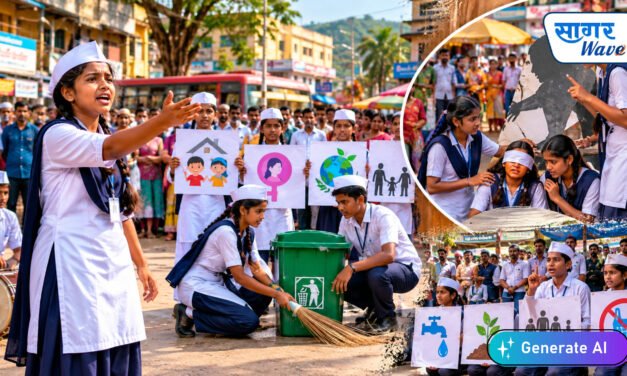 देव्हारे केंद्रशाळेच्या विद्यार्थ्यांचे बाजारपेठेत पथनाट्य; सेवा संकल्प अभियानातून जनजागृतीचा संदेश…!