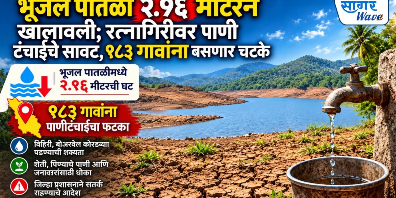 भूजल पातळी २.९६ मीटरने खालावली; रत्नागिरीवर पाणीटंचाईचे सावट, १८३ गावांना बसणार चटके